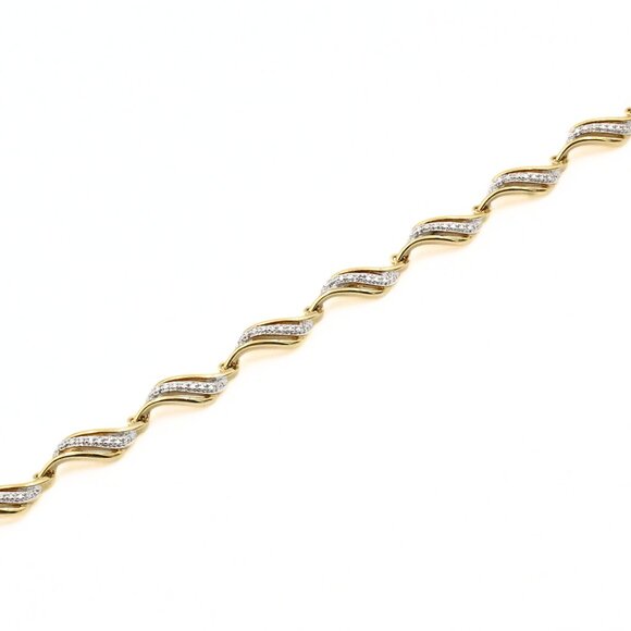 Exquisite PAJ China Diamond Accent 18K Gold Plated Sterling Silver Tennis Bracel - Picture 4 of 12